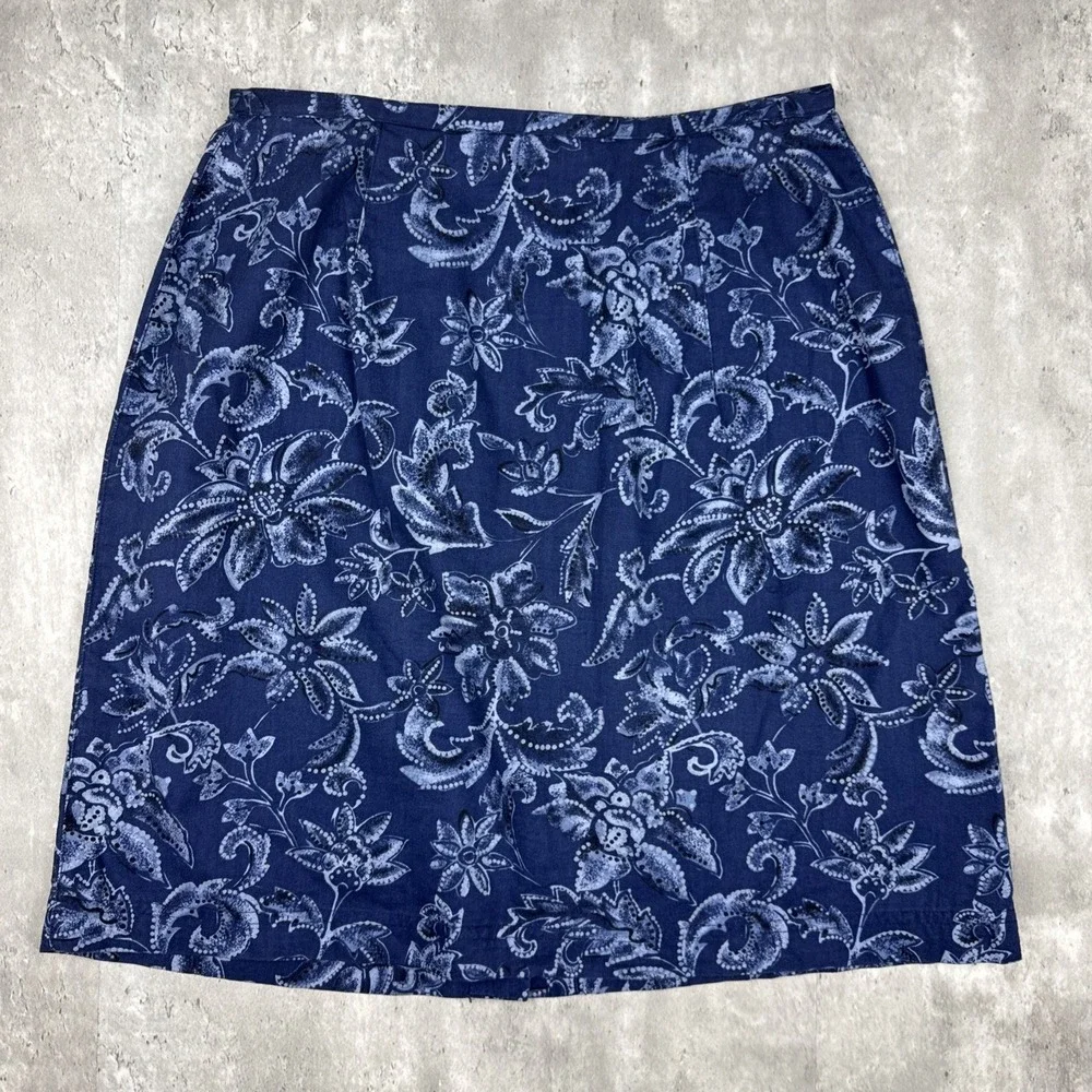Vintage White‎ Stag Skirt Women's 10 Blue Floral Paisley Western Cottage A-Line